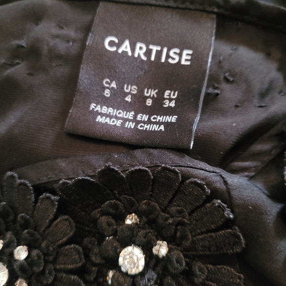 Cartise Black Cold Shoulder Long Sleeve Blouse Sz.6 - Picture 8 of 8